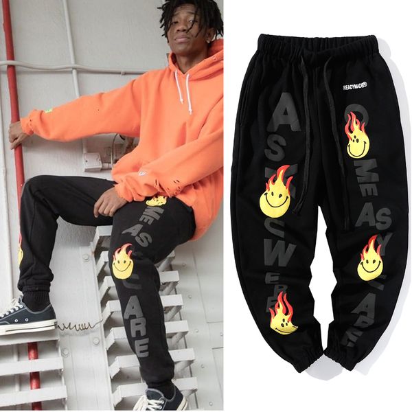 

2021 new harajuku 3d foma carta chama jogger sweatpants masculino e feminino cordo solto streetwear hip hop calas de suor baggy b3u7, Black