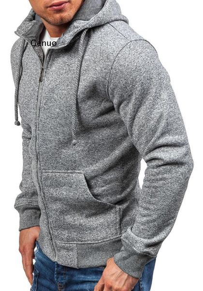 

men's hoodies & sweatshirts autumn slim fit sweatshirt solid color hooded zipper coat tracksuit male sportswear plus size m-3xl, Black