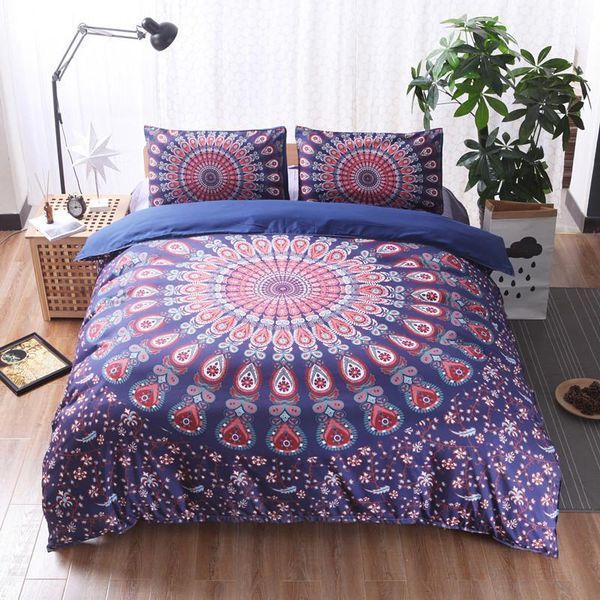 

bedding sets home textile 3pcs beding bohemian nation style red violet characteristic design pattern all sizes pillowcases covers oceania