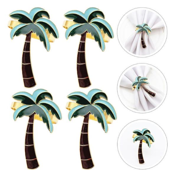 

napkin rings 4pcs hawaiian coconut tree shape restaurant ring buckle (colorful)