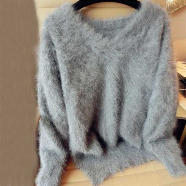 

genuine mink cashmere sweater women cashmere coat pure mink customized size and color v neck sweater wsr296 201130, White;black