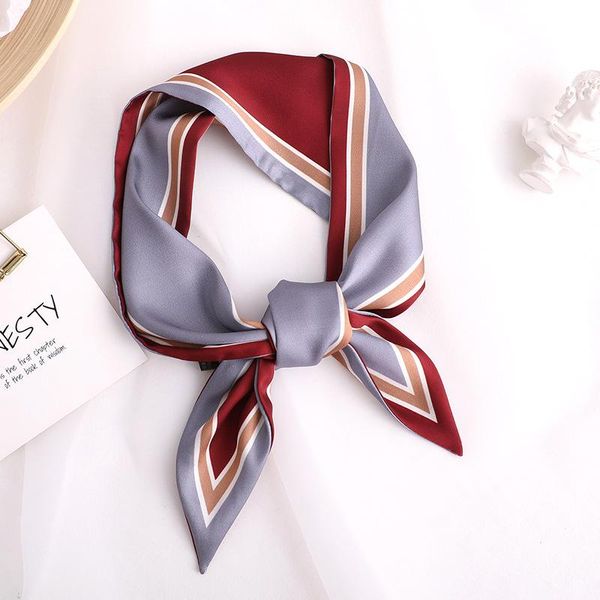 

scarves skinny scarf contrast print women silk small handle bag ribbons female head wrap for lady elegant foulard, Blue;gray