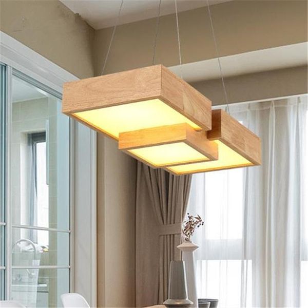 

pendant lamps japanese modern simple creative wooden led pendent rectangular wood for living room dining iron