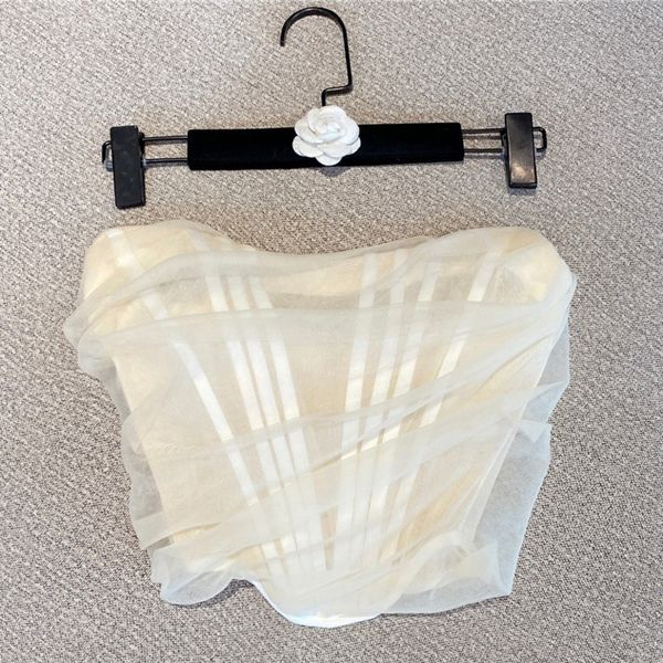 

2021 Spring New Casual Arrival with No Sleeves Sexy Strapless Solid Lace Short Vest Female T-shirt Lhzh, White