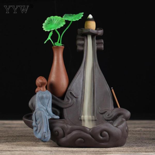 

fragrance lamps girl incense burner backflow waterfall stick holder vase decoration censer one more use aroma home office decor