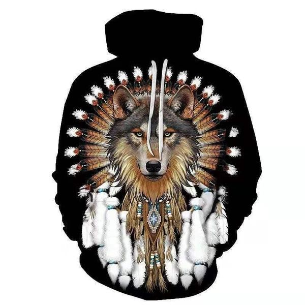 

men's hoodies & sweatshirts winter 3d printing animal wolf for men/women, Black