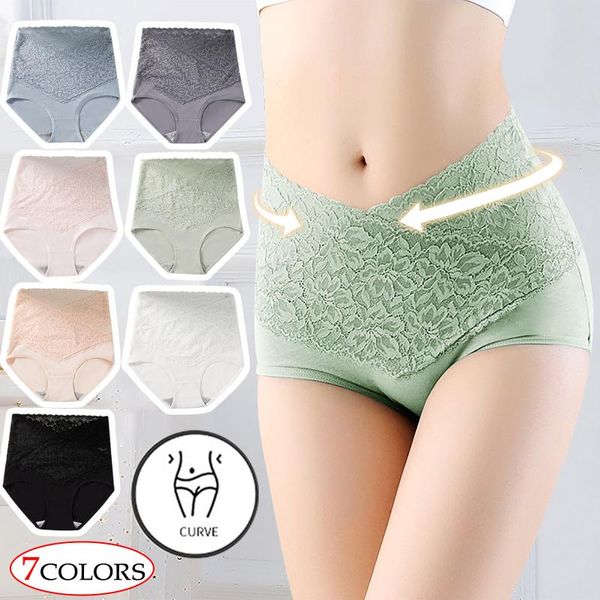 

seamless cotton panties comfot seamless high waist women's panties solid lace briefs underwear plus size underpant, Black;pink