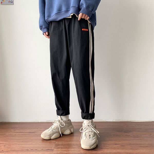 

2021 new mens preppy style cotton casual stretch male trousers man sports and leisure pannelled pant q7rb, Black
