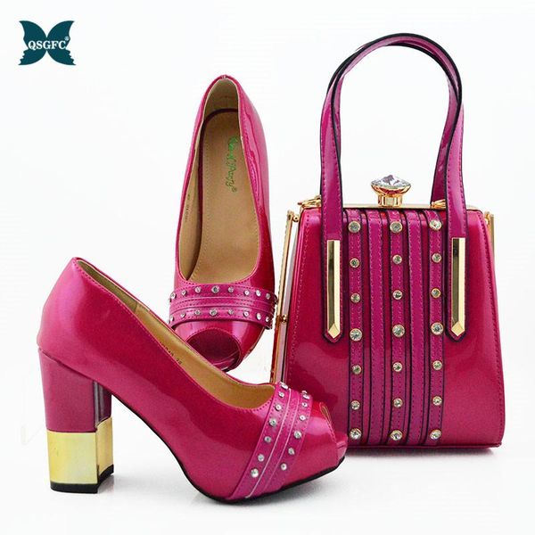 

dress shoes 2021 classics fuchsia coming cofortable and bag to match set african high heels party for wedding, Black