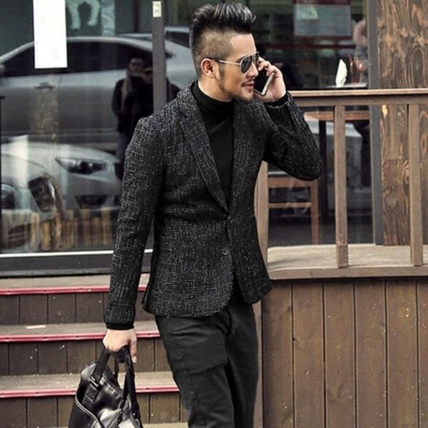 

men's suits & blazers quality high mens business slim fit blazer jacket office work suit coat single breasted wedding dress man outerwe, White;black