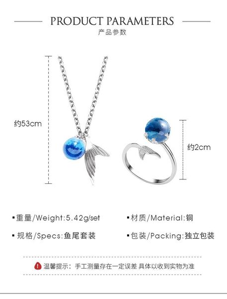 

charm bracelets ocean blue clear mermaid's tears necklace crystal teardrops collarbone chain fishtail pendant jewelry gift, Golden;silver