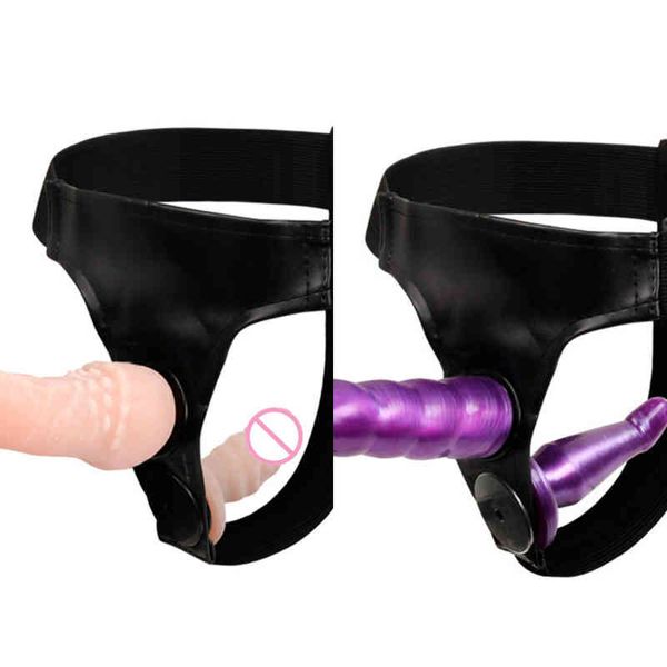 Nxy-Dildos Doppelter Penis-Dildo-Ended Strapon Ultra-elastischer Harness-Gurt zum Anschnallen, Sexspielzeug für Erwachsene für Frauen, Paare, Produkte 0105