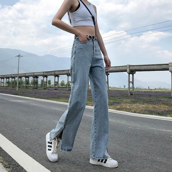 

women's jeans blue large taille haute femme high waist pant jean women wide leg summer loose korean ladies