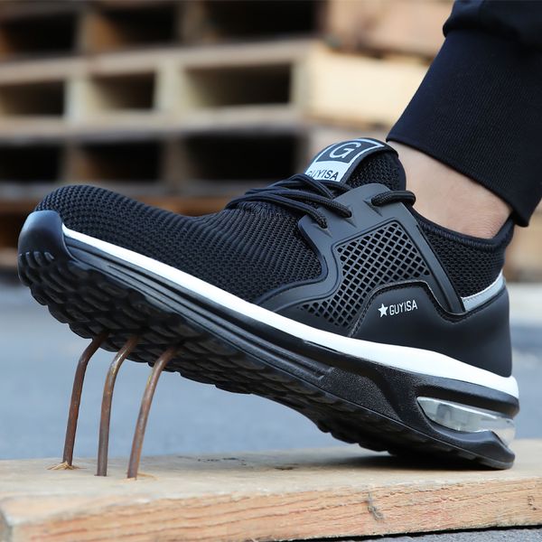 

safety footwear man work sneakers puncture-proof work shoes indestructible safety shoes men boots steel toe shoes dropshipping, Black