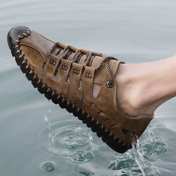

soft slippers summer sandals men's bottomed baotou driving trend beach hole shoes breathable outdoor sandals 57rb, Black
