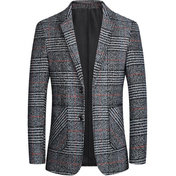 

men's suits & blazers 2021 spring autumn thin fashion men slim fits coats business trench male casual suit lattice pattern plaid classi, White;black