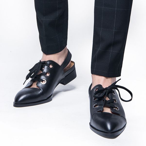 

baotou hole sandals layer pointed baotoo the hollow shape shoes aw7k, Black