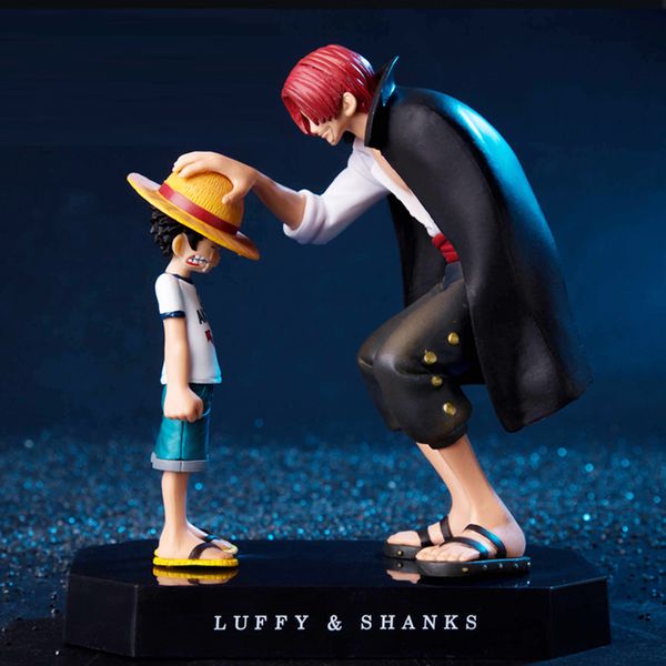 

2019 new anime one piece four emperors shanks straw hat luffy pvc action figure doll child luffy collectible model toy figurine c0220