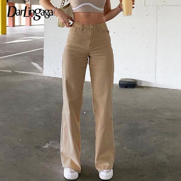 

women's jeans darlingaga casual solid bodycon high waist women streetwear straight denim pants slim mom vintage long trousers 2021, Blue