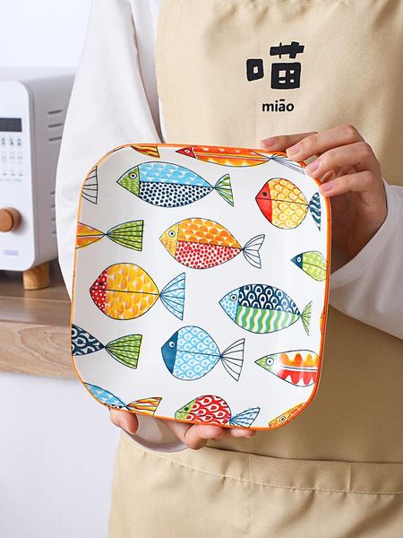 

dishes & plates modern plate household creative personality deep disc square nordic ceramic tableware set kitchen supplies
