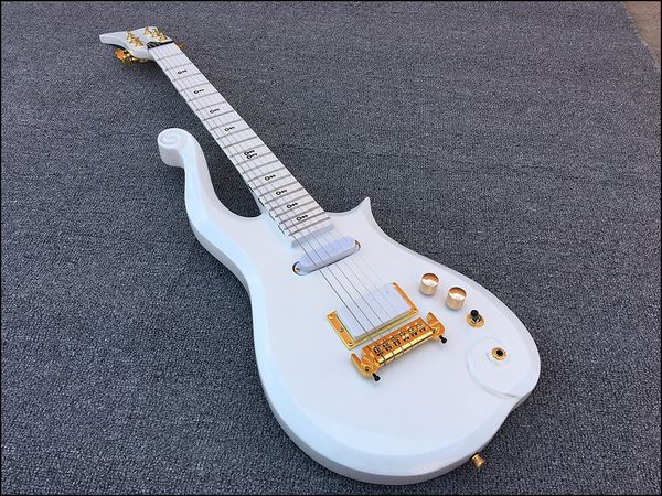 Spedizione gratuita! Corpo in ontano per chitarra elettrica White Prince Cloud della serie Diamond, manico in acero, intarsio con simboli, cordiera avvolgente