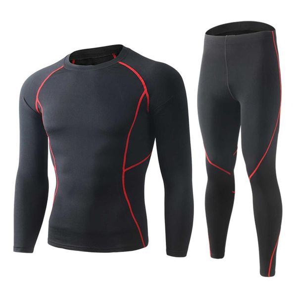 

men's tracksuits winter men thermal underwear set sweat shirt long johns bodycon fit breathable running skiing fitness gear, Gray