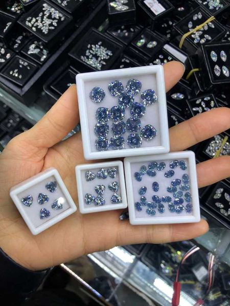 

loose diamonds 8.5x8.5mm fancy vivid blue heart professional moissanite supplier factory direct supply diamond, Black