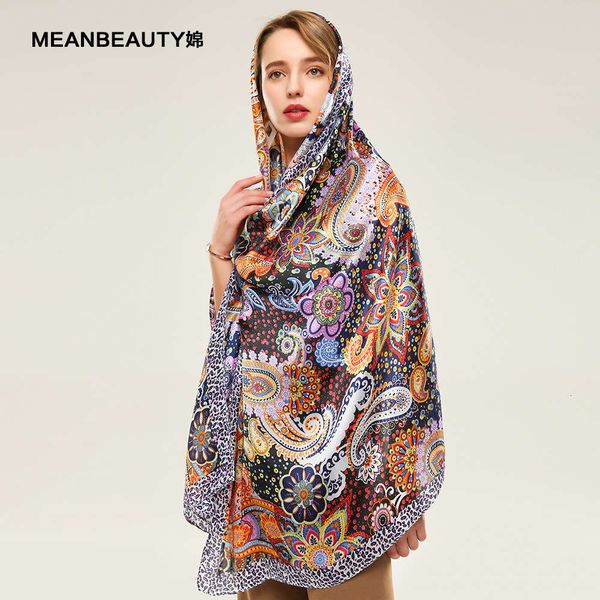 

payment for goods new cashew flower silk satin long street style women's scarf, Blue;black