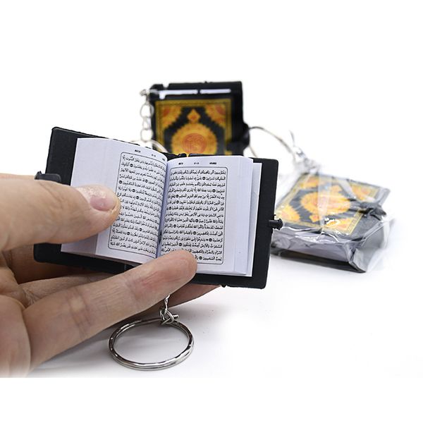 

fashion mini ark quran book real paper can read arabic the koran keychain muslim jewelry decoration gift key pendant 4.0*3.5*1.5cm, Silver