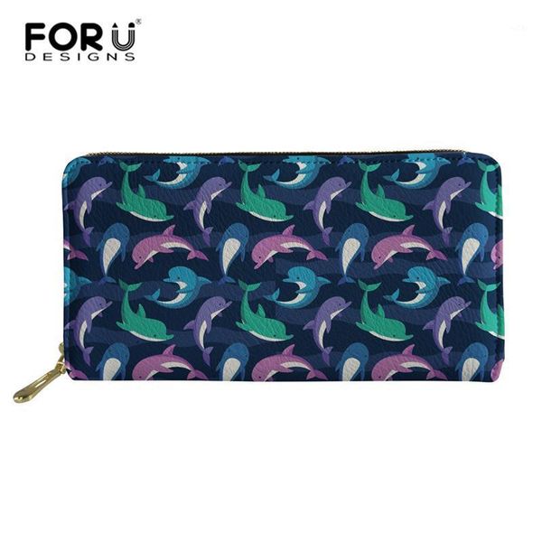 

wallets forudesigns dolphin print women leather purse wallet female clutch large capacity phone money bag1, Red;black