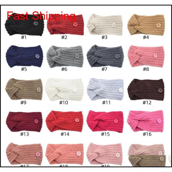 

button knitted headband 36 colors wool headwear crochet twist headband winter warm cross ear protection hair jllusm dh_garden, Silver