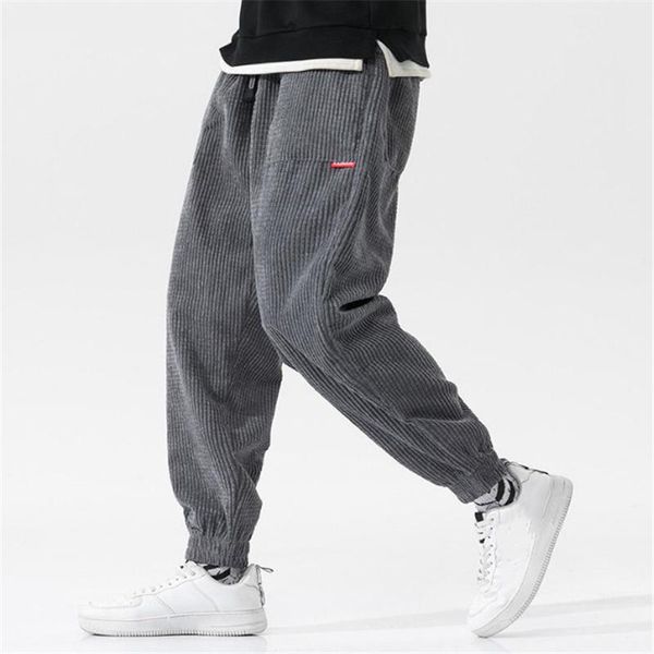 

men's pants spring men trousers 2021 elastic waist corduroy fashion streetwear outdoor male jogging pantalones para hombres, Black