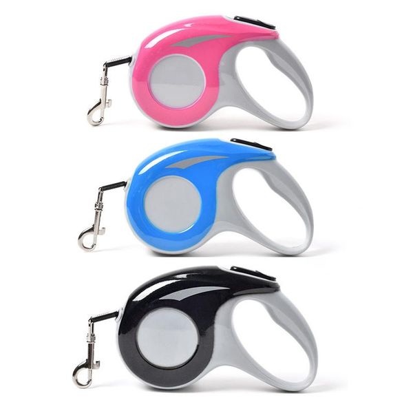 

dog collars & leashes 3/5m retractable traction rope tenacity explosion proof impact solid pet lead for large medium small 3 color harness