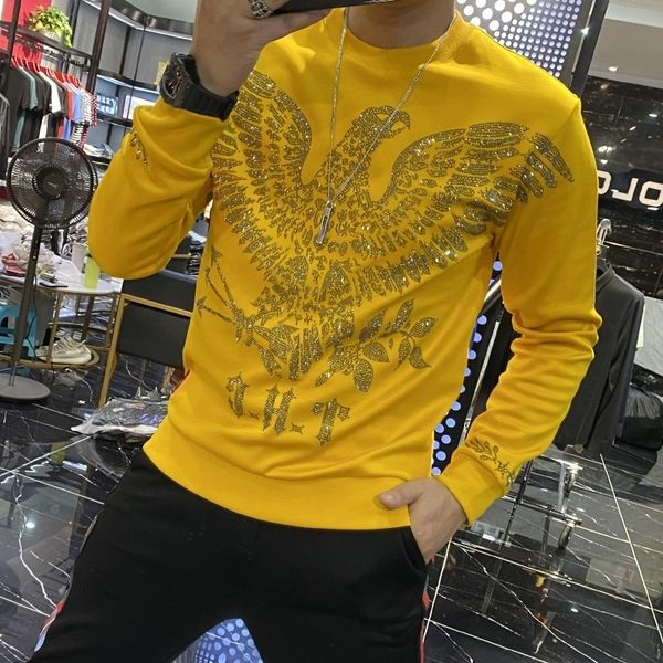 

men's hoodies & sweatshirts autumn and winter selling men's luxury fine drilling sweatpants with hoodie casual fashion jkaw, Black
