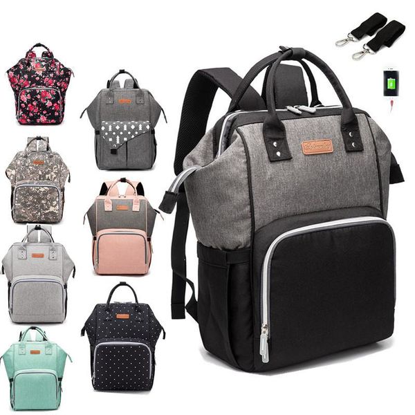 

storage bags usb waterproof charger diaper backpack bag maternity nursing universal large woman travel baby organizer stroller