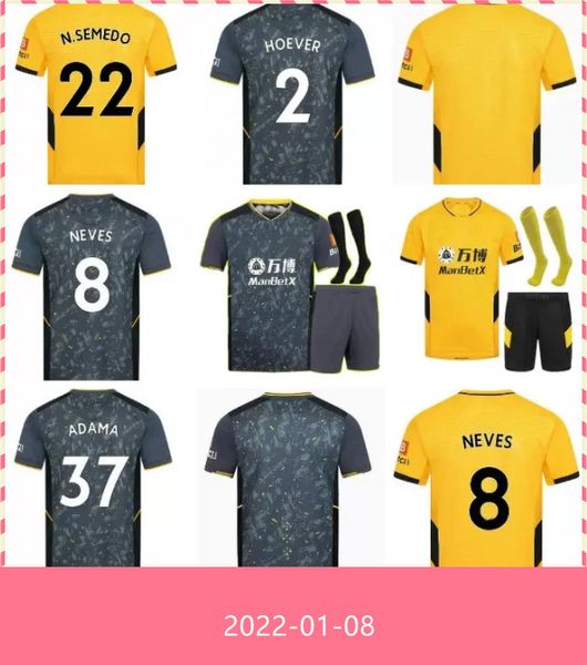 

21 22 adama soccer jersey neves raul 2021 2022 csilva podence otto football shirt men + kids kit uniforms60, Black;yellow