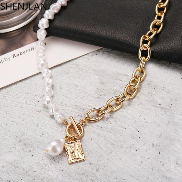 

chains layered cuban link chain necklace pearl pendant jewelry for women punk choker aesthetic accessories, Silver