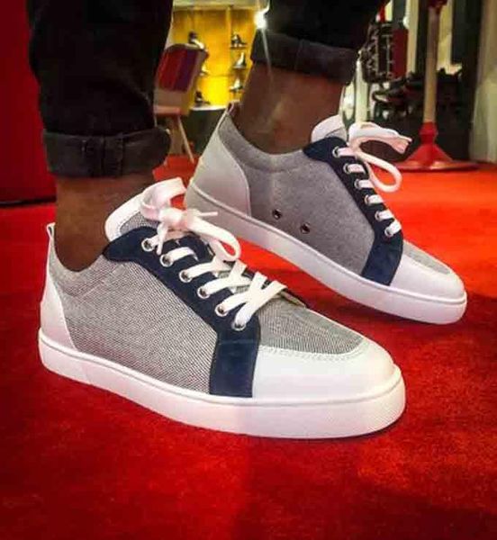 

hight quality classic genuine leather red bottom junior sneakers rantulow orlato men's flat low cut red soles skate shoes walking train, Black