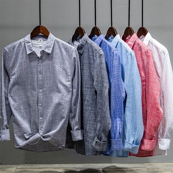 

2021 new nova marca de algodo puro camisa dos manga longa confortvel para homens slidos na moda camisas masculinas chemise overhemd shi8, White