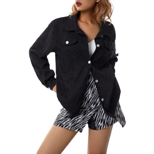 

women's blouses & shirts vintage women corduroy shirt jacket y2kÂ aestheticÂ solid color ribbed coats 90s lapel cardigan y2k long sleeve, White