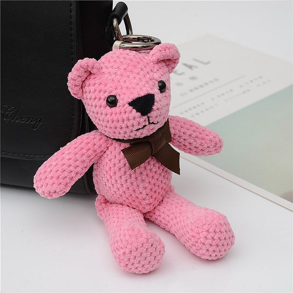 

2021 fashion keychain new brogue teddy doll cotton bow tie long foot bear key chain bag pendant, Slivery;golden