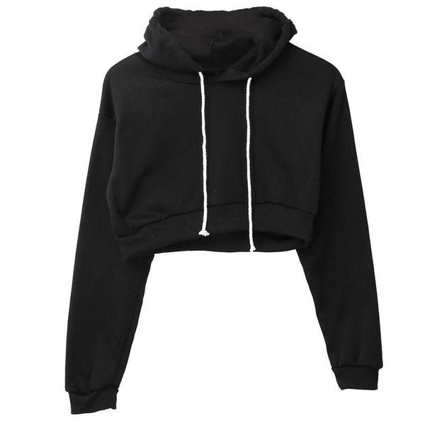 

women's hoodies & sweatshirts womens pullover women long sleeve sweatshirt solid color ladies crop, Black