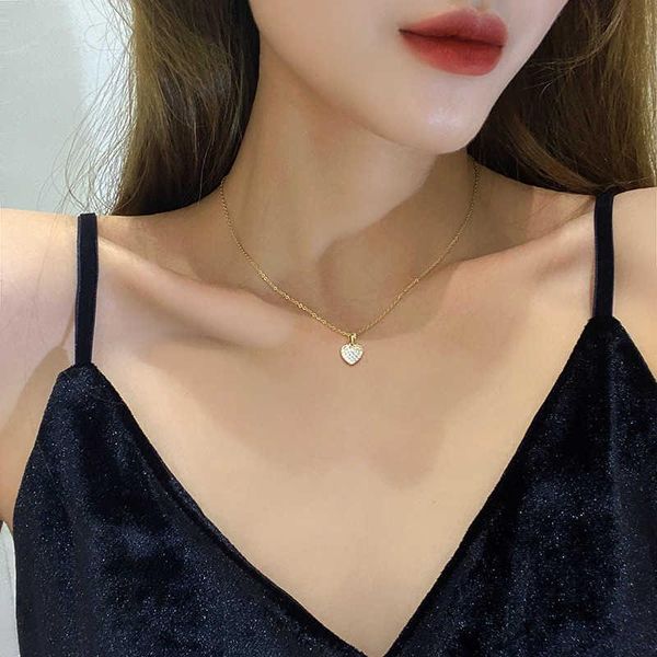 

pendant necklaces surprise price jewelry gift love full drill zircon titanium steel female necklace party trendy statement for women, Silver