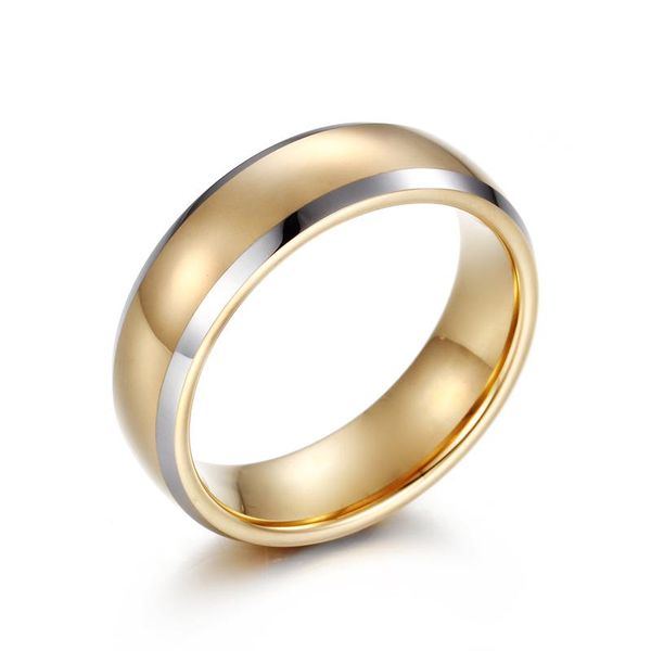 

wedding rings 7mm width real tungsten engagement ring quality gold color band for men and women, Slivery;golden