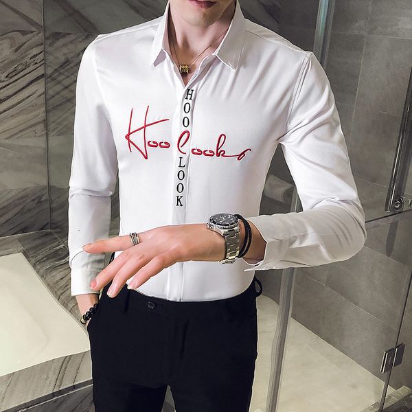 

mode simple letter embroidered shirt 2021 all game streetwear manga long male social shirts fine casual prom tuxedo adjustment 1luw, White;black