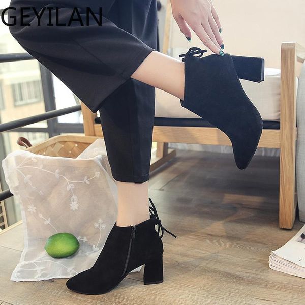 

boots women's shoes children's booties 2021 high-heeled british wind short tube students and bare, Black