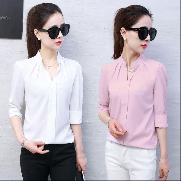 

white blouse femme spring summer chiffon blouse women casual long sleeve slim women blouse streetwear office ladies q1253