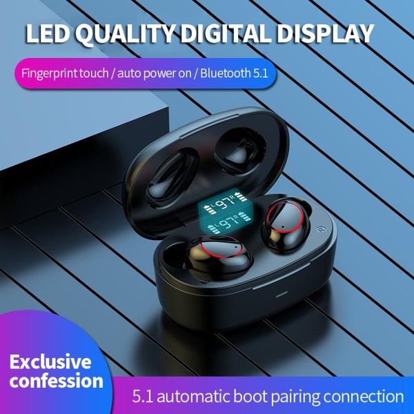 

touch control wireless headphones bluetooth v5.1 earphones sports earbuds headsets dual hd call hifi stereo sound noise cancel