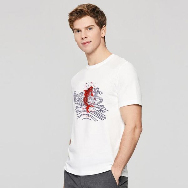 

men's t-shirts cyprinus carpio haemaerus for men chinese print harajuku man tee shirts vintage male, White;black