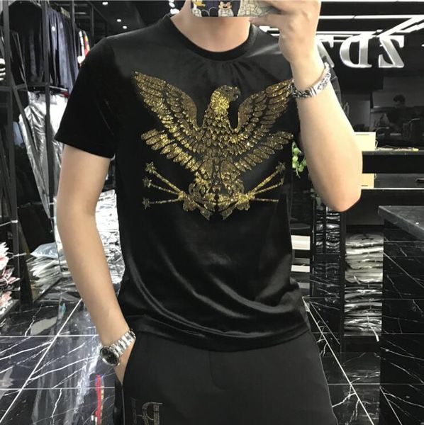 

new 2021 designer t shirt men's clothes will see short sleeves t-shirt plus size diamond stone korean style bpdx, White;black